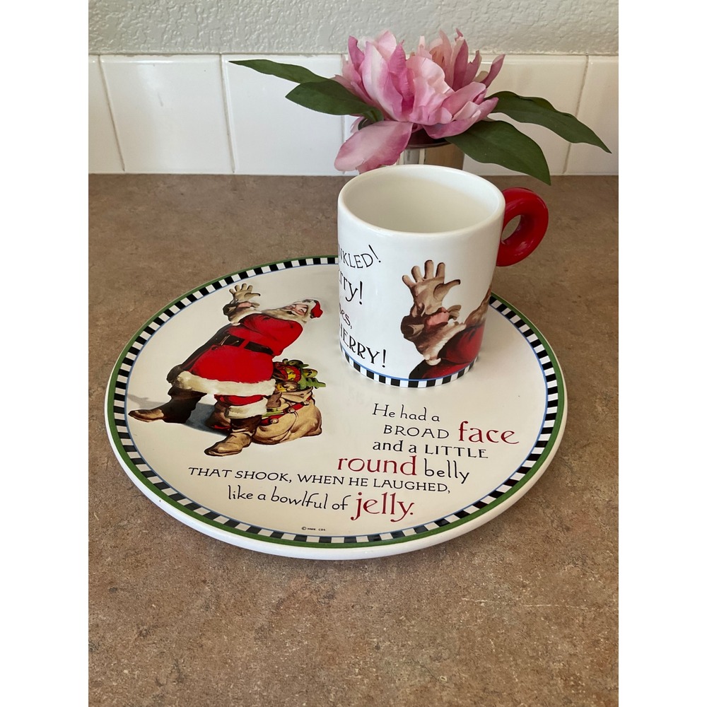 Hallmark Christmas Cookies for Santa Plate and Mug Set Vintage Style Ceramic